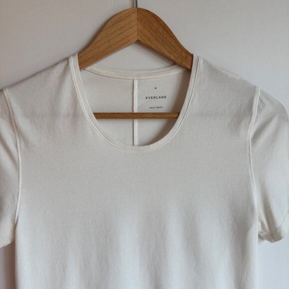 Everlane The Supima Form Crew Neck Tee Medium White Short Sleeve Cotton Jersey - Picture 4 of 13